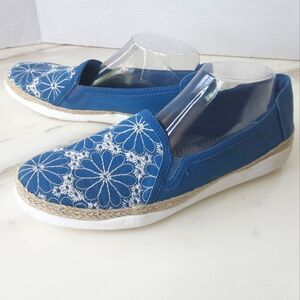 Clarks Elaina Harbor Denim Blue Slip Ons